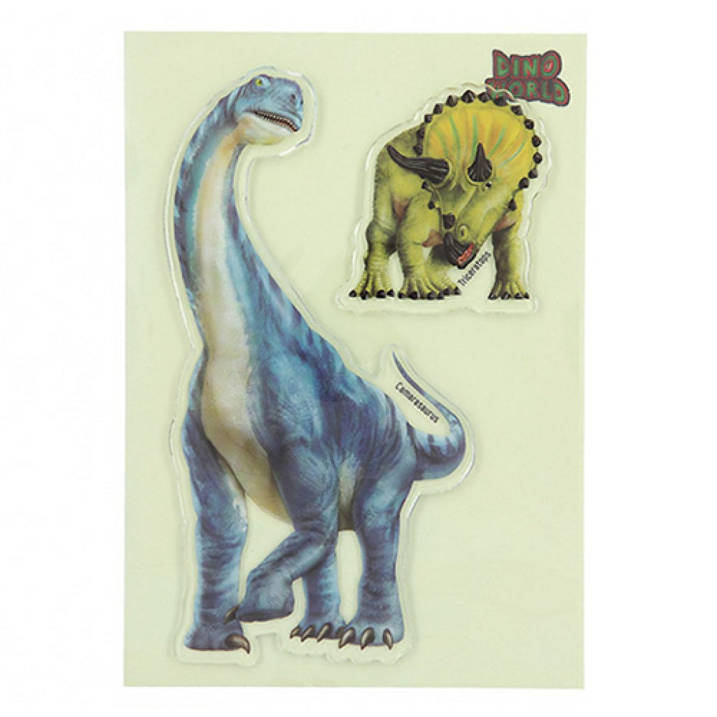 Dino World ASST | Gelové samolepky Glibbies - Camarasaurus, Triceratops, 2ks